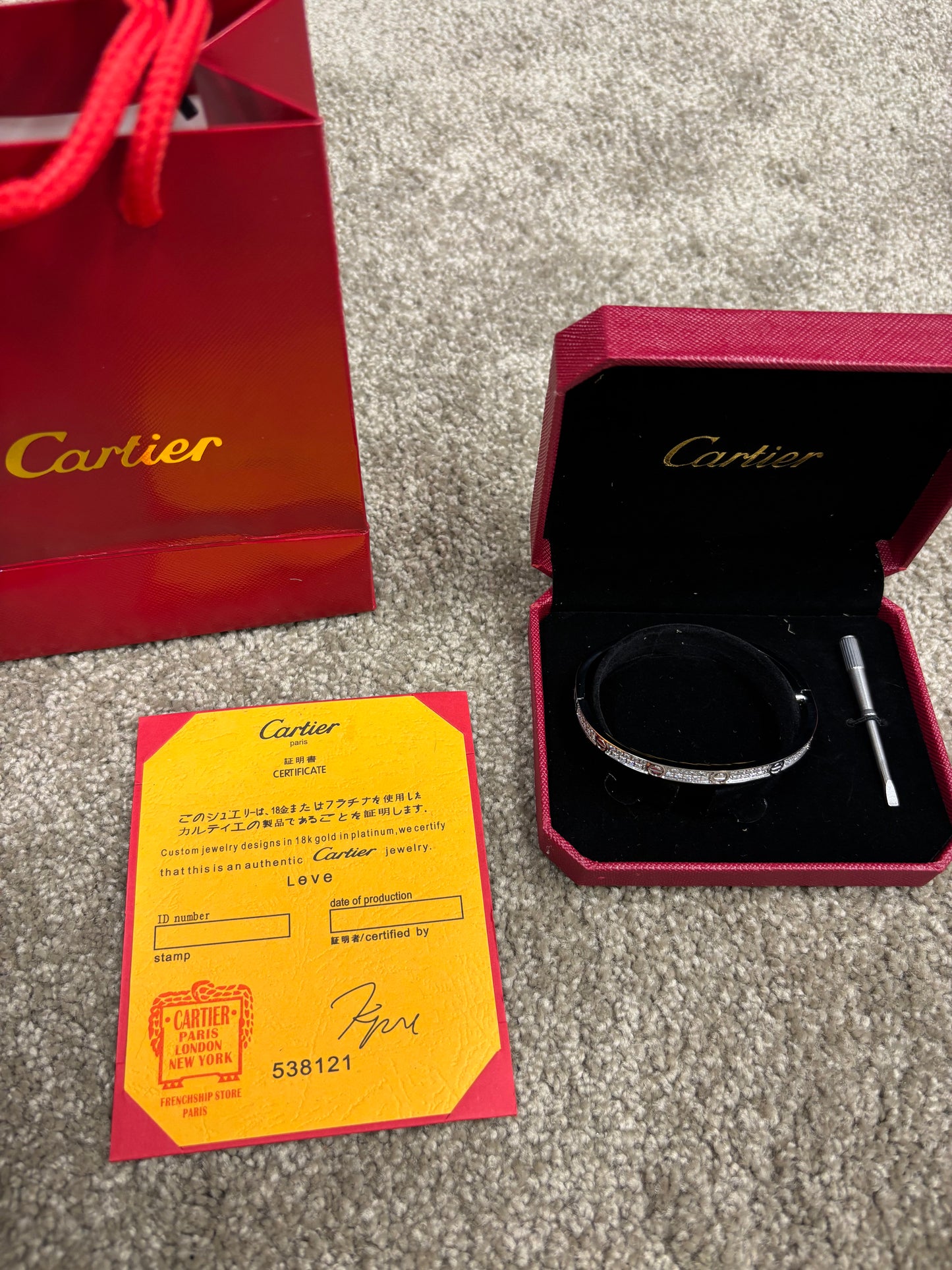 Cartier Love Bracelet Stijl met Zirkonia - 18K Silver Plated Staal