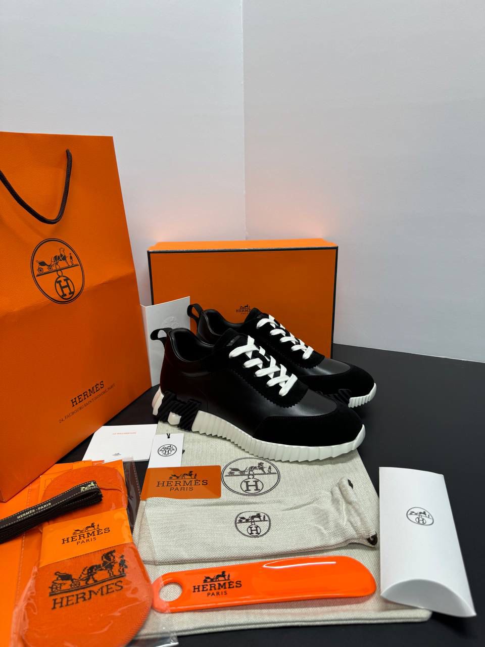 Hermes Bouncing - Black White Leather