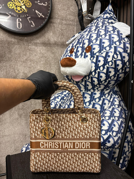 Dior Middle Sized Lady D Lite Bag - Brown