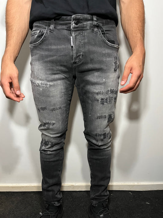 D2 Dsquared Scratched Jeans - Grijs