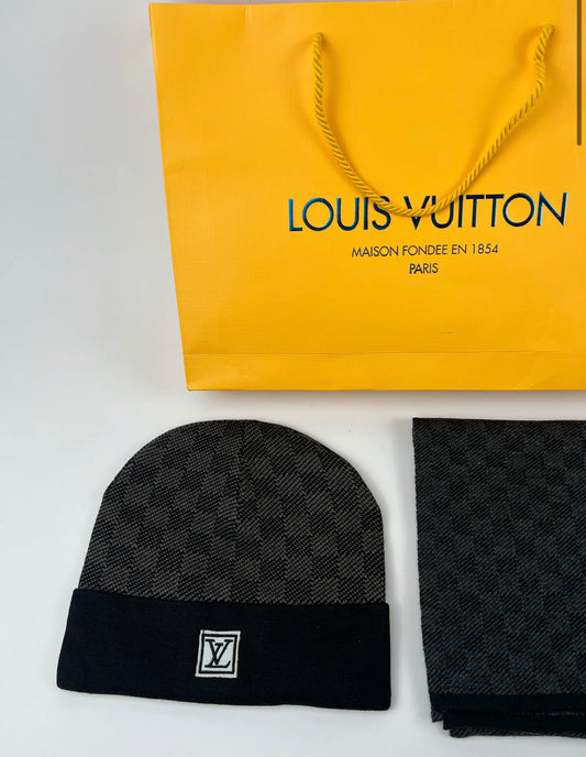 Louis Vuitton Muts en Sjaal Set - Zwart