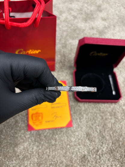 Cartier Love Bracelet Stijl met Zirkonia - 18K Silver Plated Staal