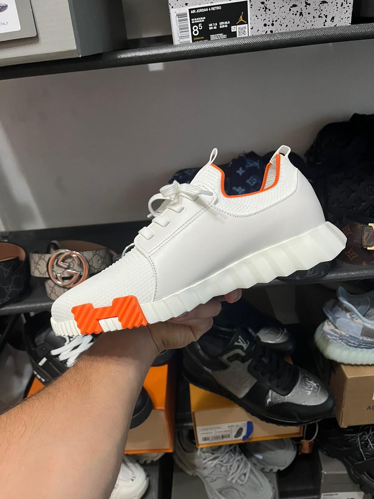 Hermes Bouncing Sneakers - Orange & White