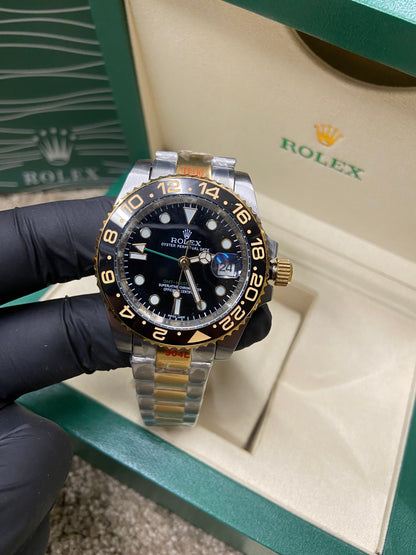 Rolex Oyster Perpetual Date - Silver & Gold & Black