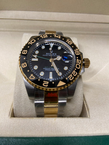 Rolex Oyster Perpetual Date - Silver & Gold & Black