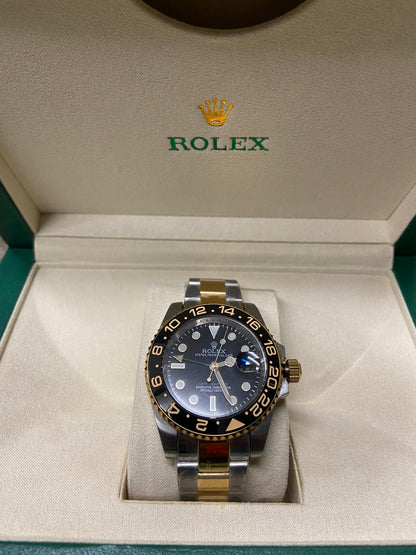 Rolex Oyster Perpetual Date - Silver & Gold & Black