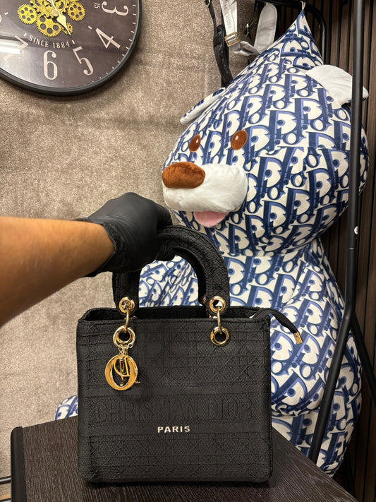 Dior Middle Sized Lady D Lite Bag - Black