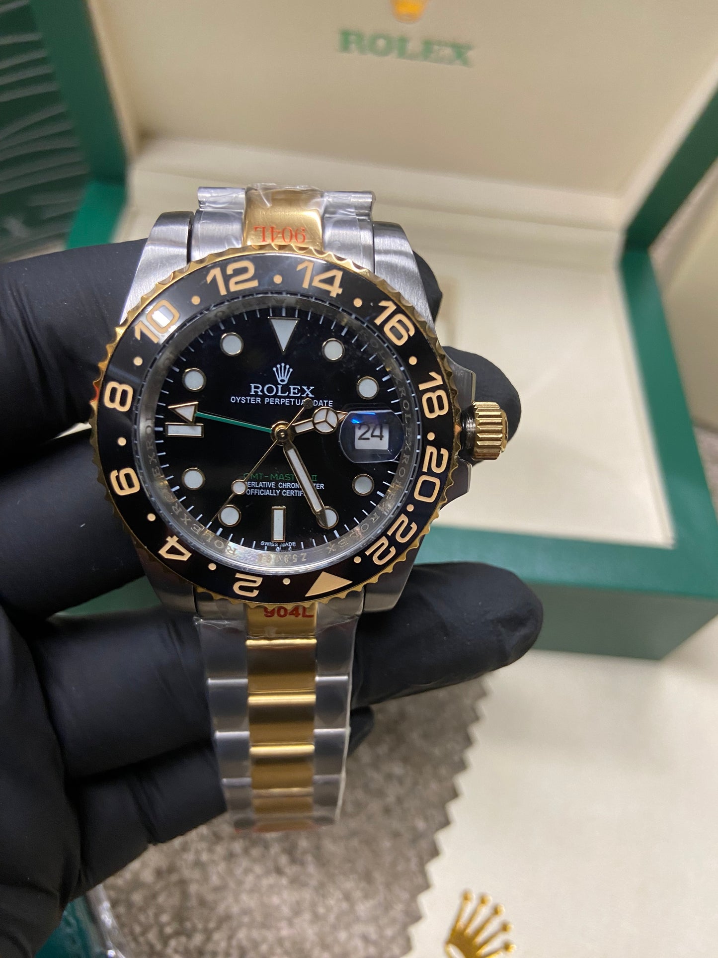 Rolex Oyster Perpetual Date - Silver & Gold & Black