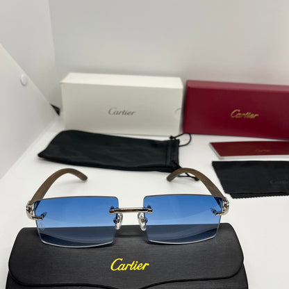 Cartier zonnebril met houten montuur