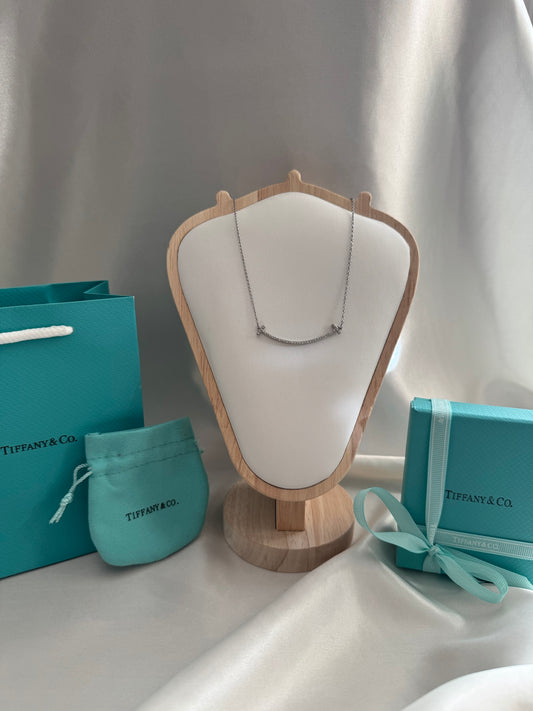 Tiffany & Co. Smile Stijl Ketting - 18K Witgoud Plated met Zirkonia