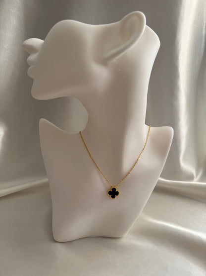 Van Cleef & Arpels Alhambra Stijl Ketting - 18K Gold Plated met Onyx