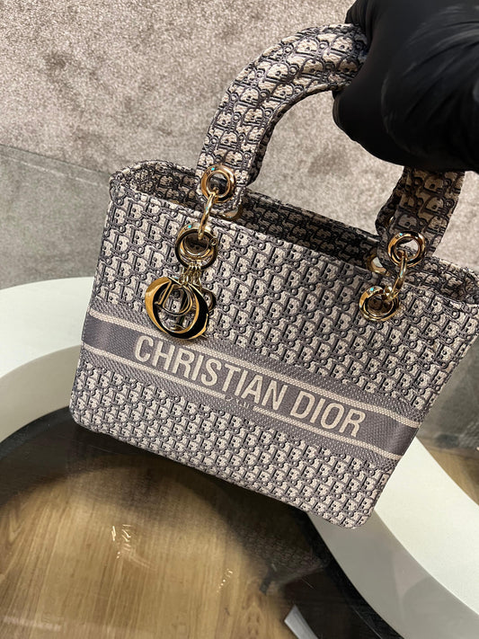 Dior Middle Sized Lady D Lite Bag - Oblique Grey