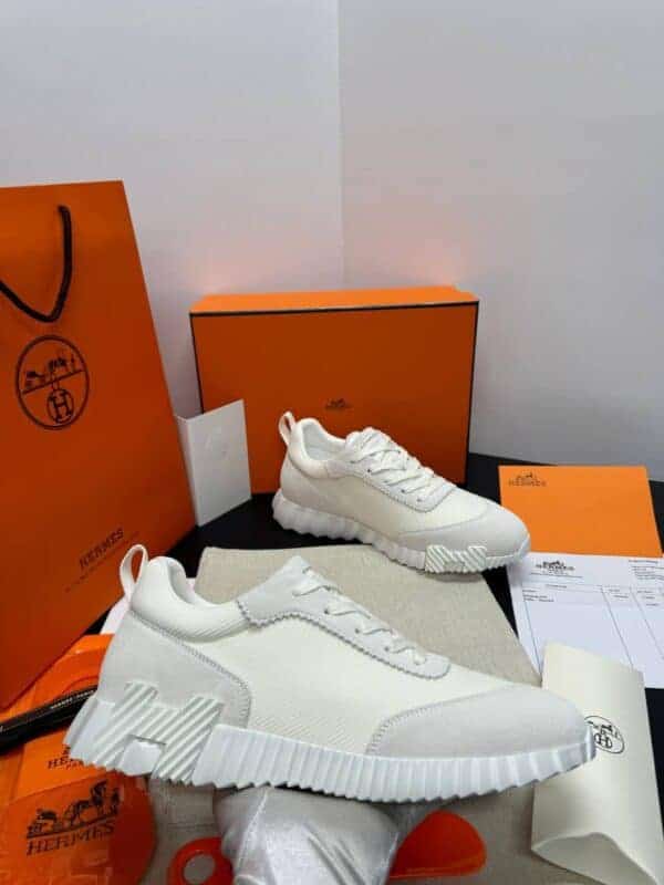 Hermes Bouncing Sneaker - White Mesh