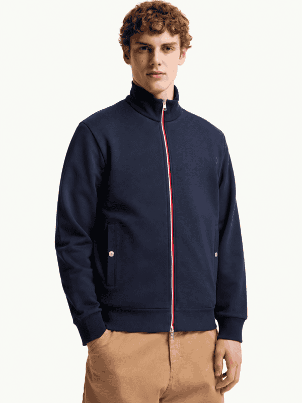 Moncler Tricolour-Trimmed Cotton Zip-Up Vest - Navy