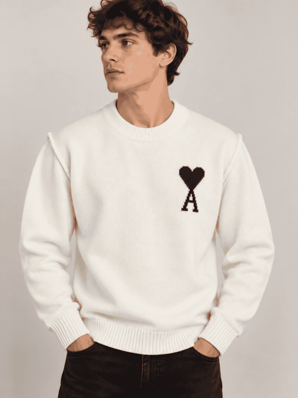 Ami Button Polo Trui - White