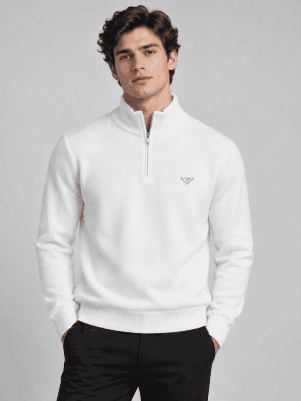 Prada Quarter Zip - White