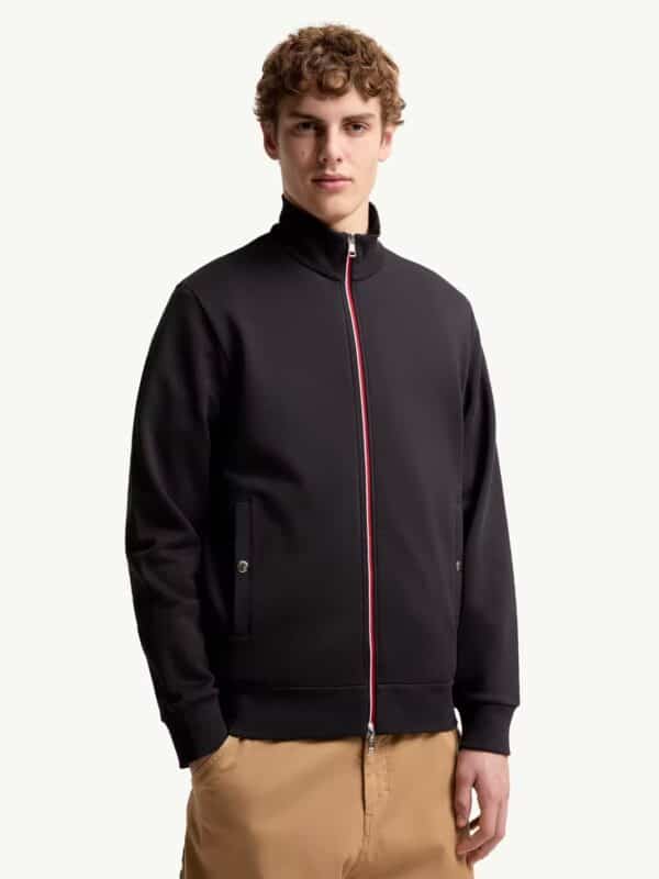 Moncler Tricolour-Trimmed Cotton Zip-Up Vest - Black