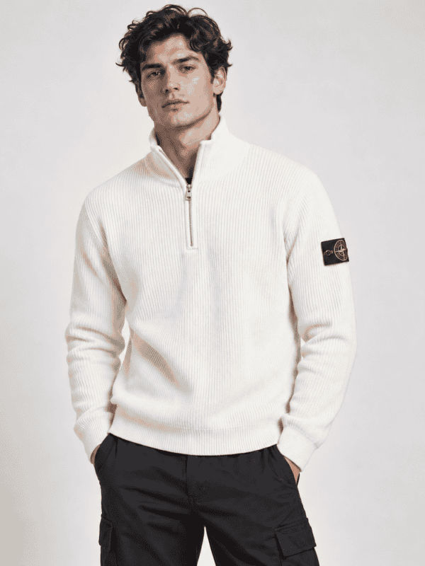 Stone Island Quarter Zip - White